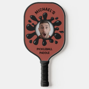 Funny Splatter Squish Black Goo Custom Name Photo Pickleball Paddle
