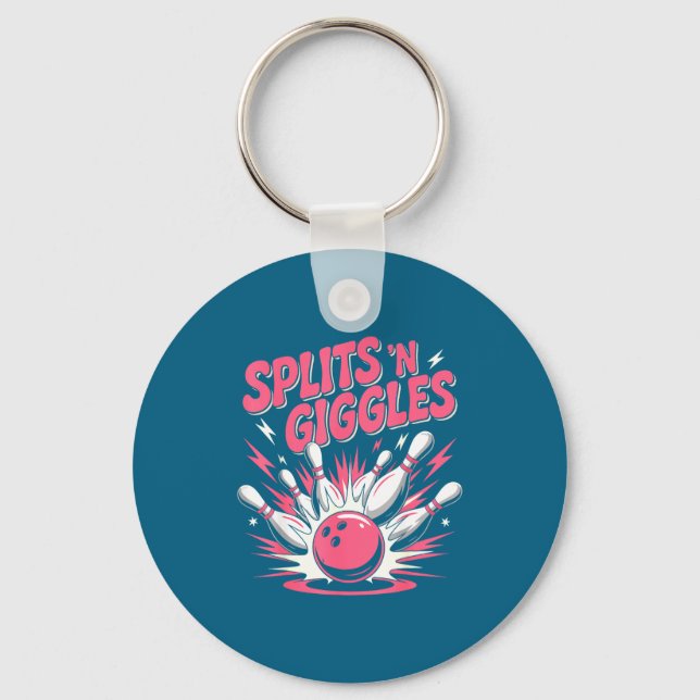 Funny Splits 'n Giggles Bowling Graphic Art Key Ring (Front)