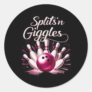 Funny Splits n Giggles Bowling Team Cute Bowler Classic Round Sticker
