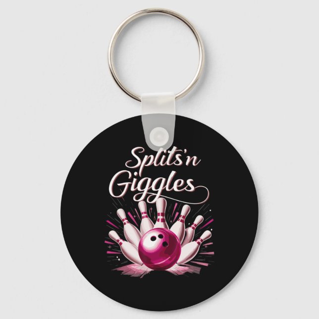Funny Splits n Giggles Bowling Team Cute Bowler  Key Ring (Front)