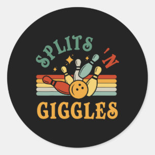 Funny Splits n Giggles Bowling Team Men Women Bowl Classic Round Sticker