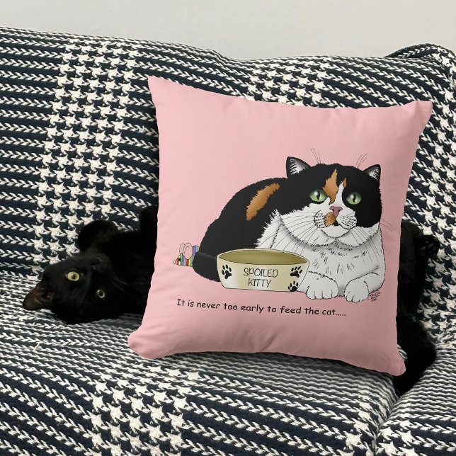 Funny Spoiled Calico Feed Cat Pink Cushion (Creator Uploaded)