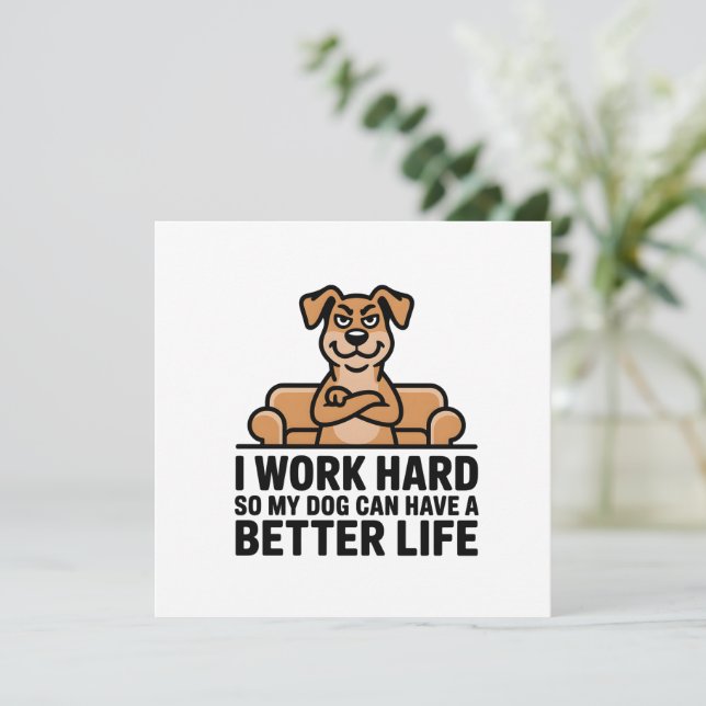 Funny Spoiled Dog Quote Couch Illustration Holiday Card (Standing Front)