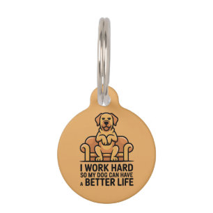 Funny Spoiled Dog Quote Couch Illustration Pet Tag