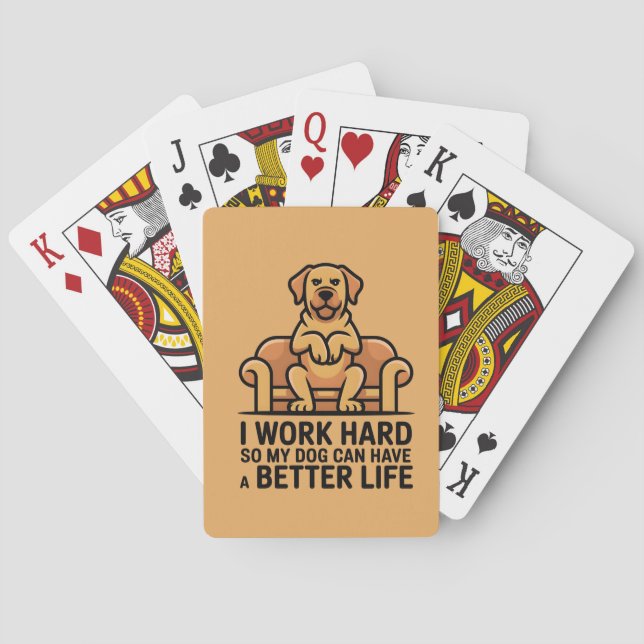 Funny Spoiled Dog Quote Couch Illustration Playing Cards (Back)