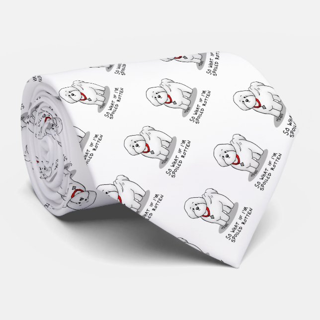 Funny Spoiled Rotten Bichon Frise Dog - Cute Tie (Rolled)
