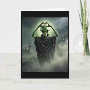 Funny Spooky Alien Heart Hands Horror Poster Hallo Card
