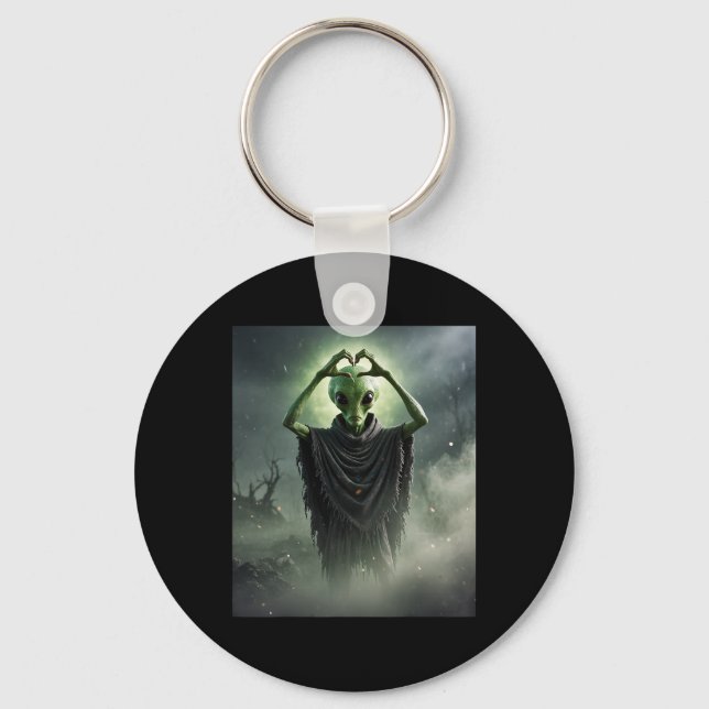 Funny Spooky Alien Heart Hands Horror Poster Hallo Key Ring (Front)
