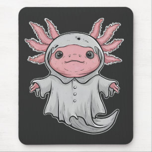 Funny Spooky Axoltol Amphibian Halloween Ghost  Mouse Pad
