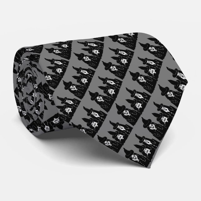 funny spooky black witches scary halloween fun tie (Rolled)
