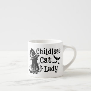 Funny Spooky Cut Childless Cat Lady Espresso Cup