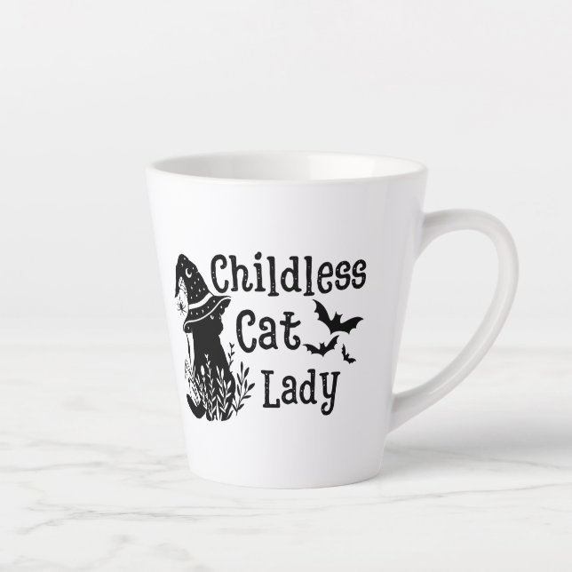Funny Spooky Cut Childless Cat Lady  Latte Mug (Right)