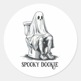 Funny Spooky Dookie Immature Halloween Classic Round Sticker