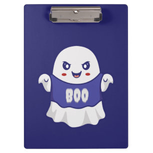 Funny Spooky Ghost Illustration Design Clipboard