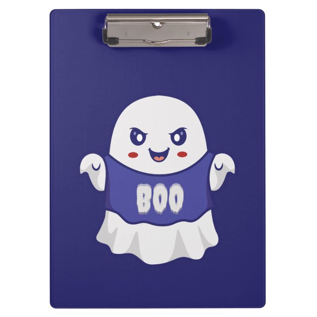 Funny Spooky Ghost Illustration Design Clipboard (Front)