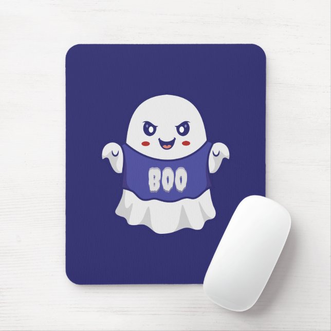 Funny Spooky Ghost Illustration Design Mouse Pad (With Mouse)