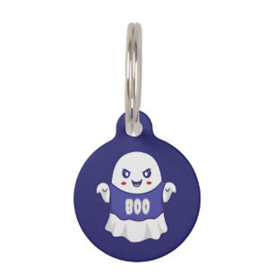 Funny Spooky Ghost Illustration Design Pet Tag