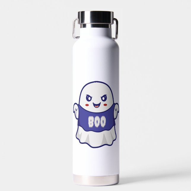Funny Spooky Ghost Illustration Design Water Bottle (Front)
