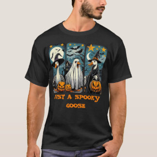 Funny Spooky Goose Halloween Witch Pumpkin Art T-Shirt