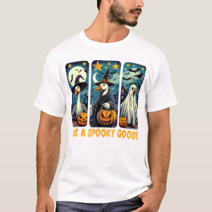 Funny Spooky Goose Halloween Witch Pumpkin Art  T-Shirt