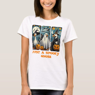 Funny Spooky Goose Halloween Witch Pumpkin Art T-Shirt