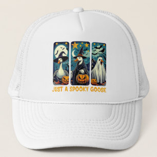 Funny Spooky Goose Halloween Witch Pumpkin Art  Trucker Hat