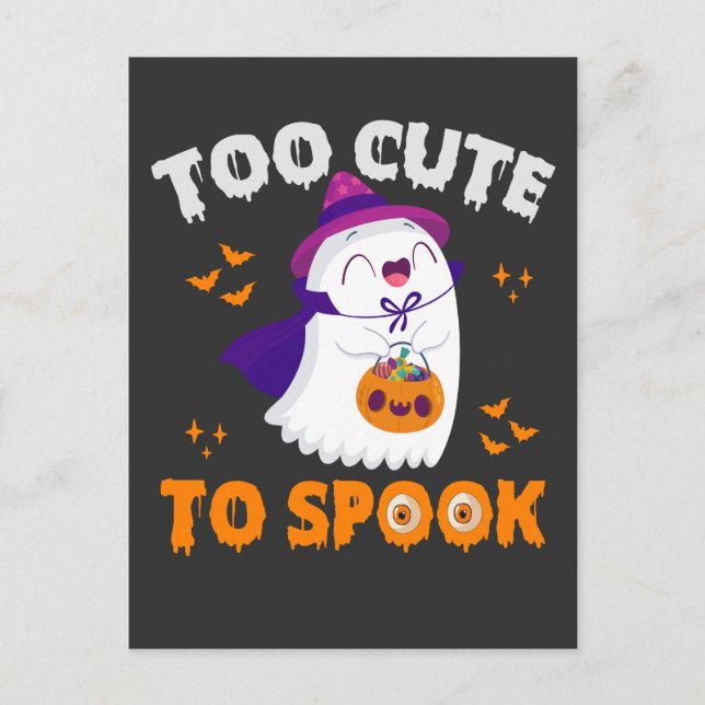 Funny Spooky Groovy Halloween Too Cute to Spooky   Postcard (Front)