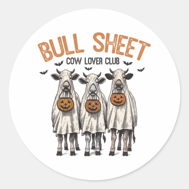 Funny Spooky Halloween Farm Animals  Classic Round Sticker (Front)