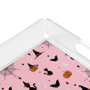 Funny Spooky Halloween Pink Design Acrylic Tray