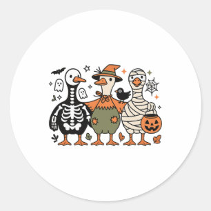 Funny Spooky Halloween Silly-goose Ghost Treat Or Classic Round Sticker