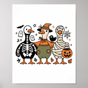 Funny Spooky Halloween Silly-goose Ghost Treat Or Poster
