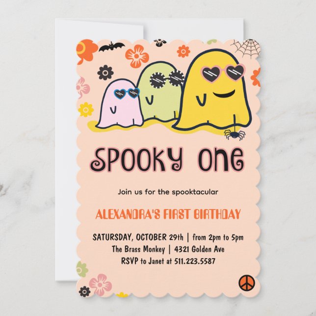 Funny spooky one birthday invite (Front)