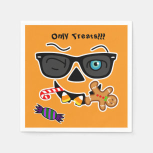 Funny Spooky Pumpkin iconic winkS on Orange Napkin