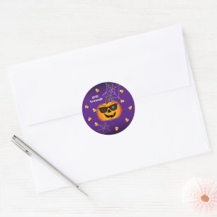 Funny Spooky Pumpkin iconic winkS Only treats!!! Classic Round Sticker