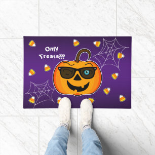 Funny Spooky Pumpkin iconic winkS Only treats!!! Doormat