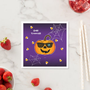 Funny Spooky Pumpkin iconic winkS Only treats!!! Napkin