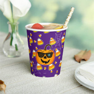 Funny Spooky Pumpkin iconic winkS Pattern Paper Cups