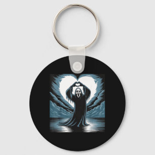 Funny Spooky Season Ghost Scary Face Horror Key Ring
