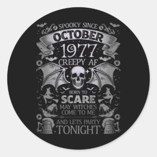 Funny Spooky Since October 1977 Halloween Birthday Classic Round Sticker