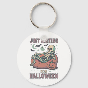 Funny Spooky Skeleton Summerween Waiting For Hallo Key Ring