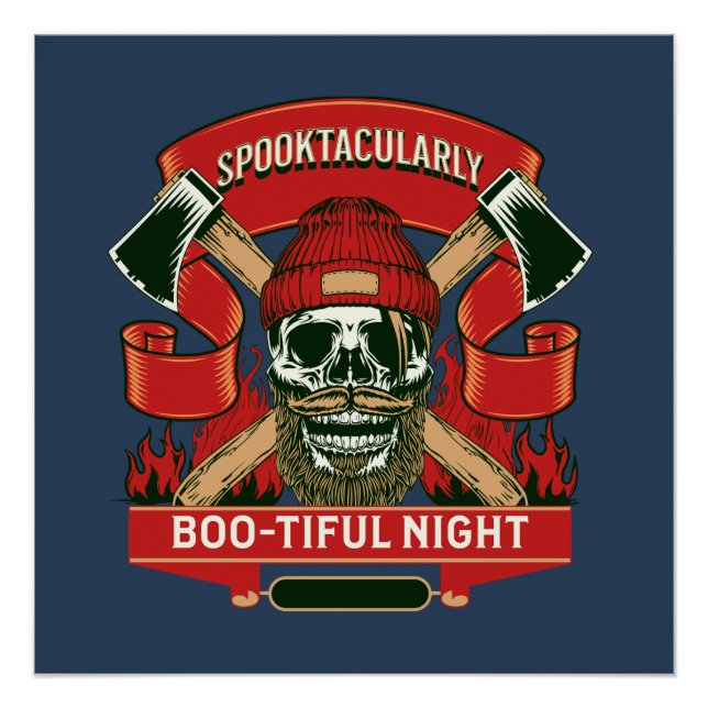 Funny spooky skull halloween poster (Front)