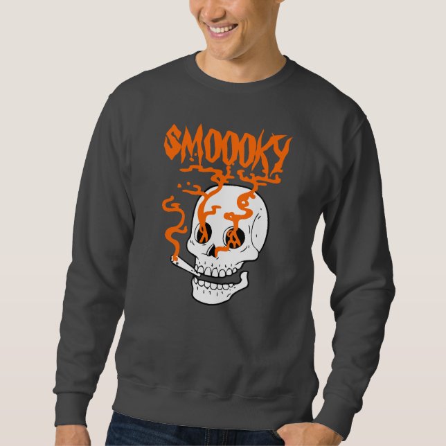 Funny Spooky Smoky Skull Halloween personalised Sweatshirt (Front)