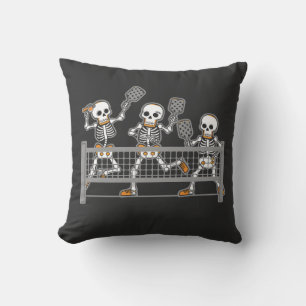 Funny Spooky Three Skeleton Playin Pickleball Gift Cushion