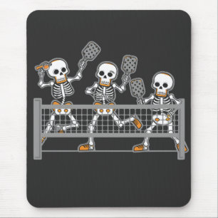Funny Spooky Three Skeleton Playin Pickleball Gift Mouse Pad
