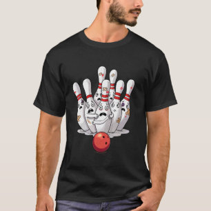 Funny Sport Bowler Scared Bowling Pins Retro Sunse T-Shirt
