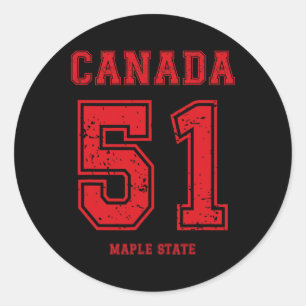Funny Sport-style Canada 51st Maple State. Usa Tea Classic Round Sticker