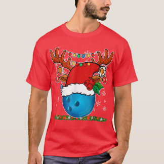 Funny Sport Xmas Bowling Santa Hat Reindeer Christ T-Shirt