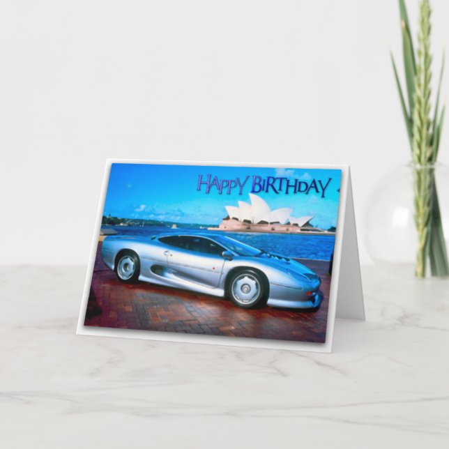 Funny Sports Car Birthday Card (Front)
