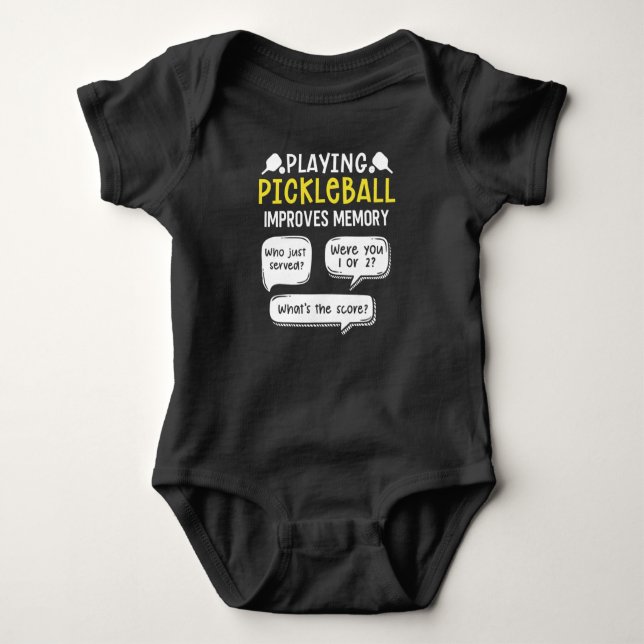 Funny Sports Pickleball Player Baby Bodysuit (Front)