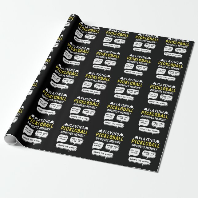 Funny Sports Pickleball Player Wrapping Paper (Unrolled)